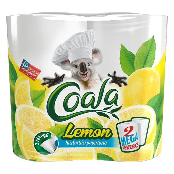 Papírtörlő coala 2x100lapos mega citrom
