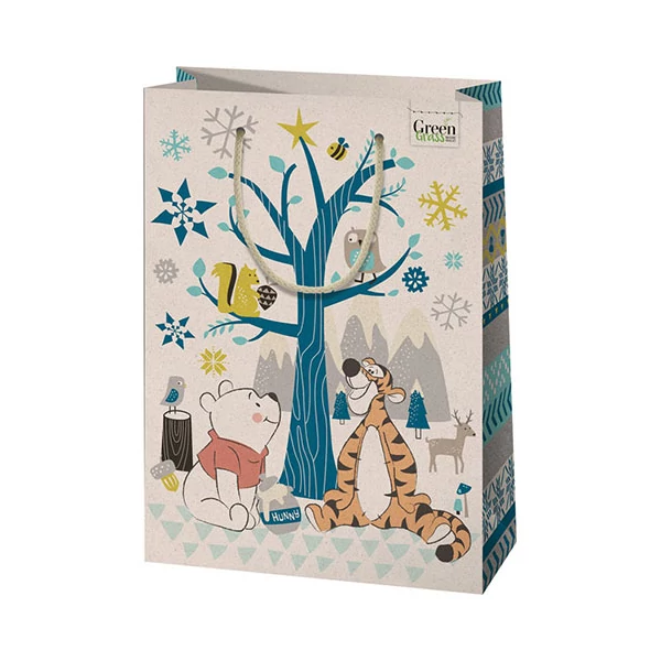 Green Grass Micimackó mintás nagy méretű prémium ajándéktáska 26x14x33cm