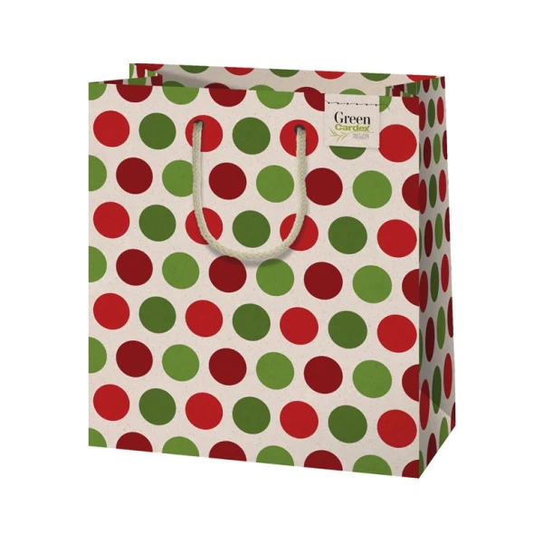 Pöttyös mintás közepes méretű prémium ajándéktáska 18x23x10cm-es