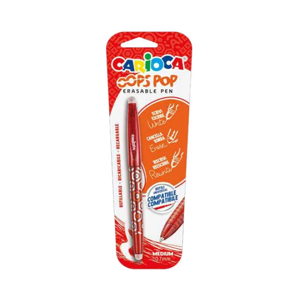 OOPS POP radírozható piros golyóstoll - Carioca