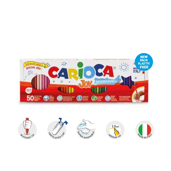 Carioca Joy lemosható 50db-os filctoll készlet félméteres csomagolásban