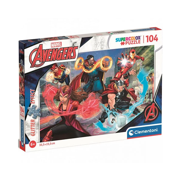 Marvel: Bosszúállók Supercolor csillámos-puzzle 104db-os - Clementoni