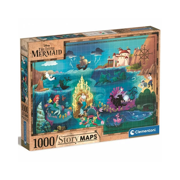 Disney: A kis hableány térkép puzzle 1000db-os - Clementoni