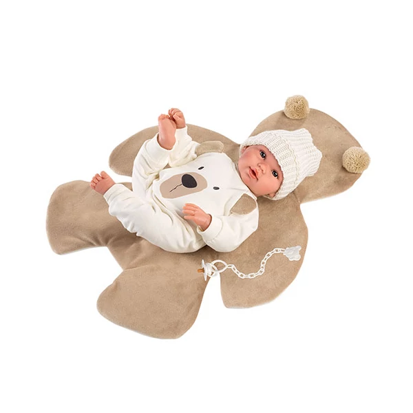 Llorens: Újszülött 36cm-es síró baba macis ruhában (63645)