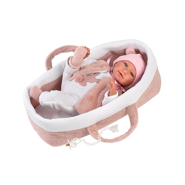 Llorens: Mimi újszülött 40cm-es síró kislány baba hordozóval (74012)