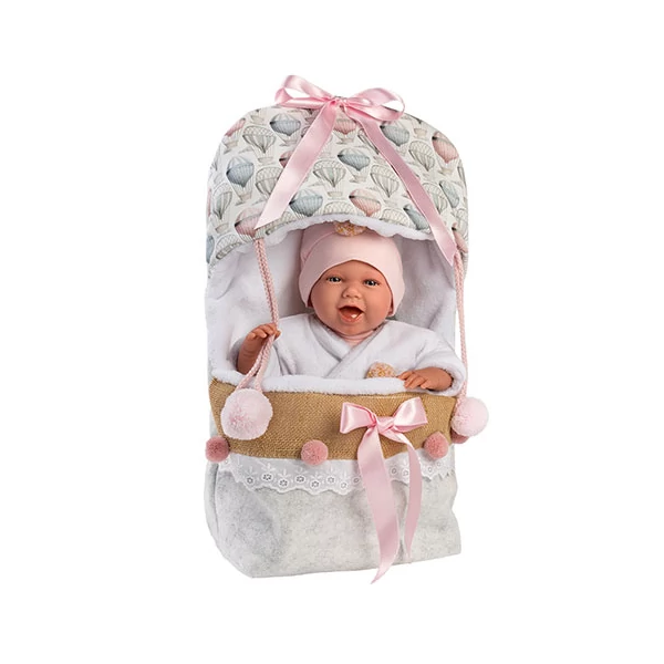 Llorens: Mimi újszülött 40cm-es síró kislány baba pólyában (74024)