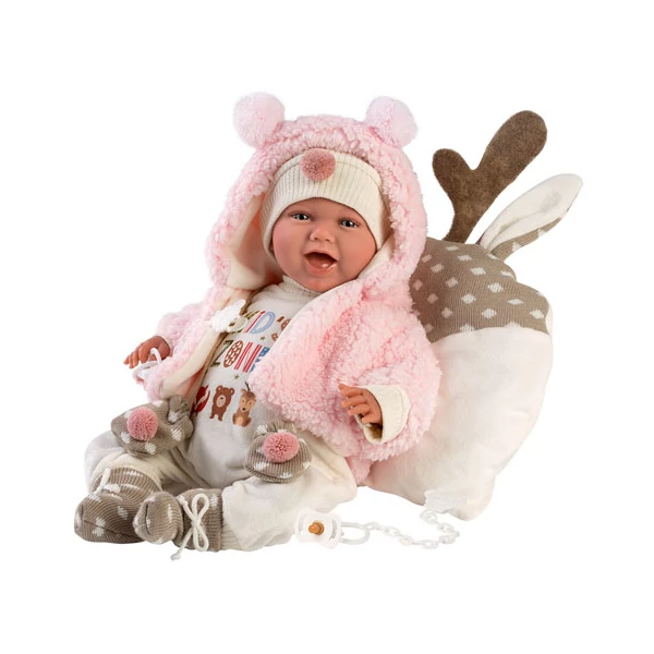 Llorens: Mimi újszülött 40cm-es síró kislány baba Kid's Zone pulcsiban (74028)