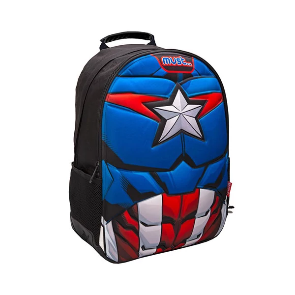 Must... Bosszúállók Amerika Kapitány 3D mintás iskolatáska, hátizsák 32x15x43cm