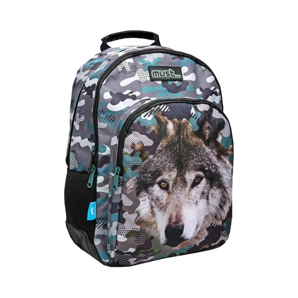 Must... Animal Planet farkas mintás iskolatáska, hátizsák 33x16x45cm