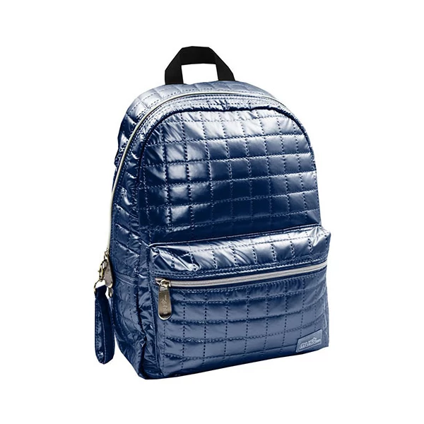 Must... Pearl kék steppelt iskolatáska, hátizsák 26x14x36cm