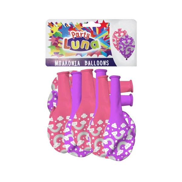Szivárványos rózsaszín-lila parti lufi szett 8db-os