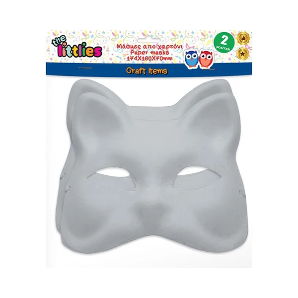 The Littlies: Dekorálható fehér papír arcmaszk cica alak 2db-os szett