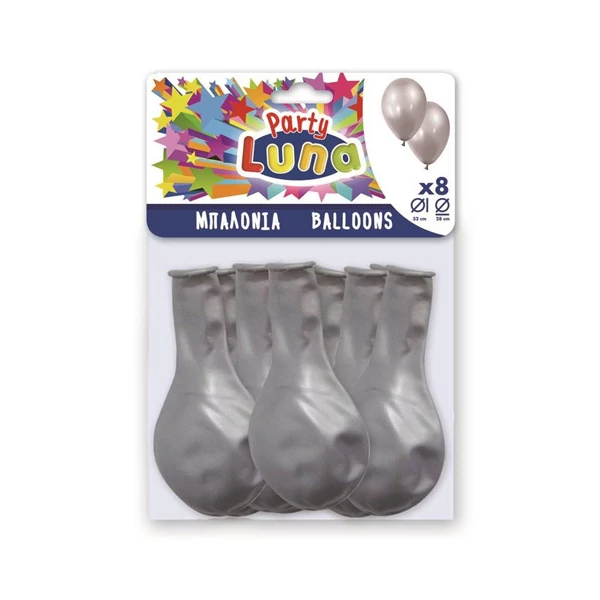 Ezüst színű parti lufi szett 8db-os