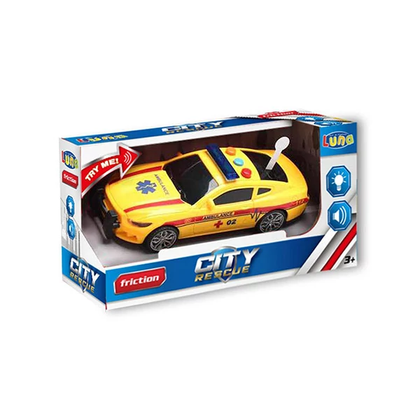 City Rescue mentőautó fénnyel és hanggal sárga
