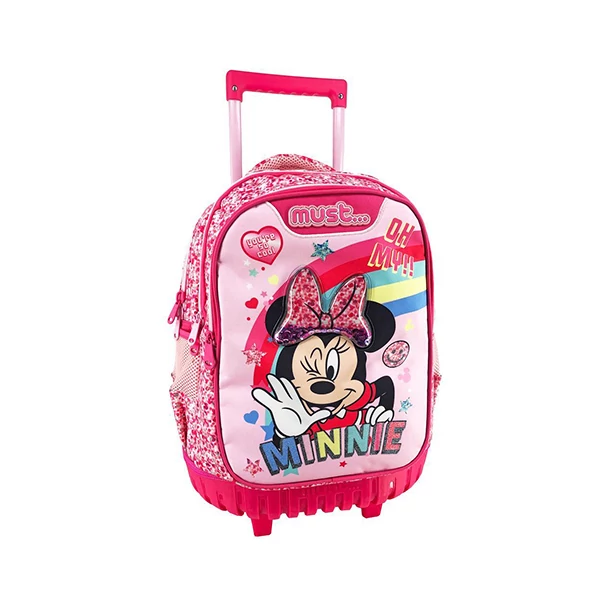 Must... Minnie egér három rekeszes, gurulós iskolatáska, hátizsák