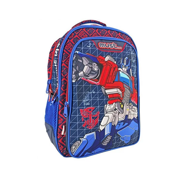 Must... Transformers három rekeszes lekerekített iskolatáska, hátizsák 32x18x43cm