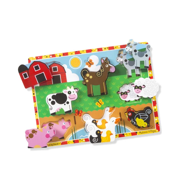 Farm állatos vastag fa formapuzzle 8 elemmel - Melissa & Doug