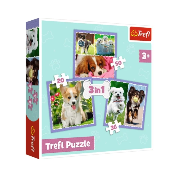 Cuki kutyusok 3 az 1-ben 50-36-20db-os puzzle - Trefl