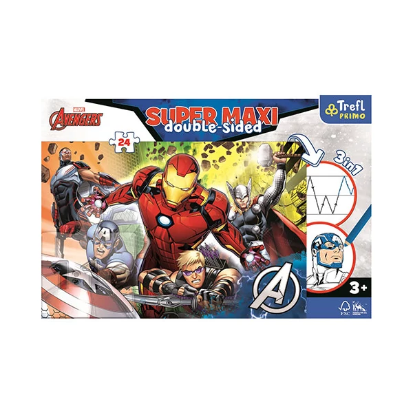 Bosszúállók SuperMaxi kétoldalas 3 az 1-ben puzzle 24db-os