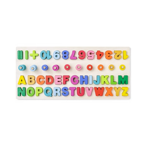 Betűk és számok fa formaillesztő készségfejlesztő játék - Woodyland