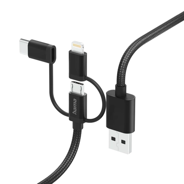 Hama FIC E3 adatkábel 3in1 micro usb / type-c / lightning 1,5m (201536)