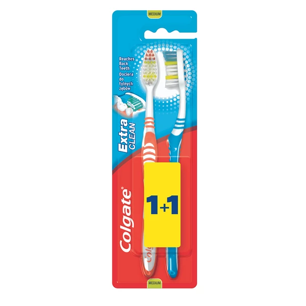 Colgate Extra Clean medium fogkefe 1+1