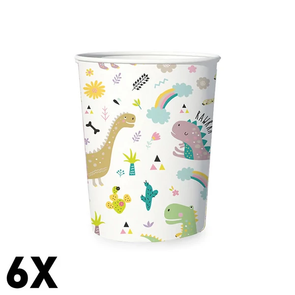 Party dínós papírpohár 2dl 6db-os kiszerelésben