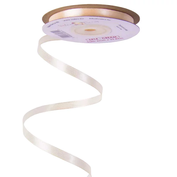 Szatén szalag krém színben 6mmx22,86m 6414