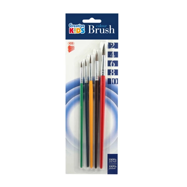 ICO: ecsetkészlet festett fanyelű 5db-os