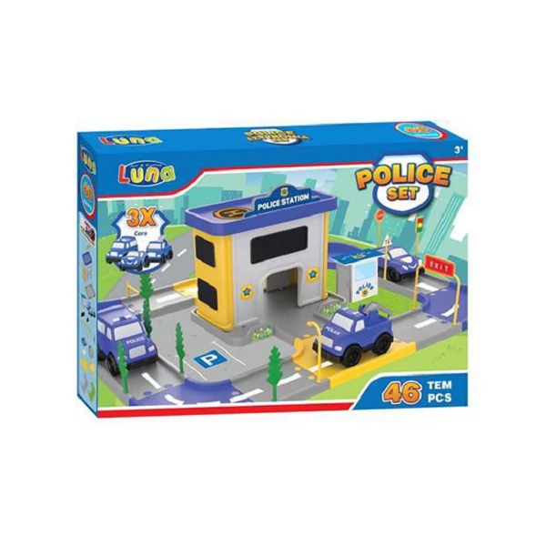 Rendőrségi parkolóház játékszett 46db-os