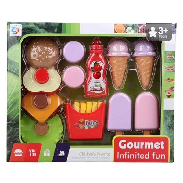 Gourmet hamburgeres élelmiszer játékszett jégkrémmel