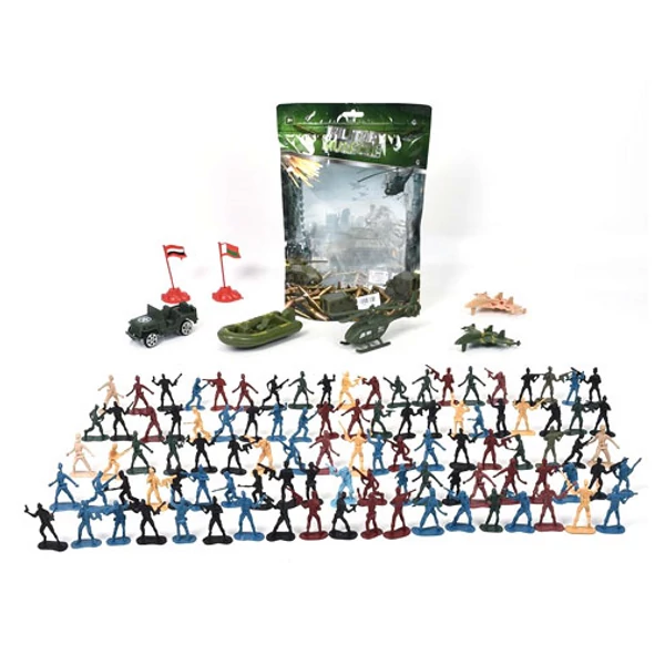 Játék katona csomag figurákkal és járművekkel