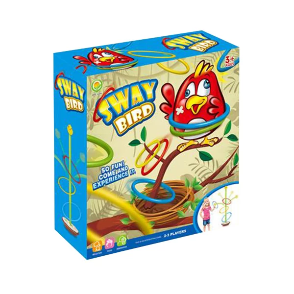 Izgő-mozgó madárka ügyességi karikadobáló társasjáték