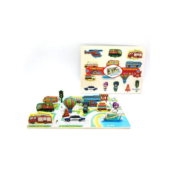 Városi forgalom fa kétoldalú puzzle