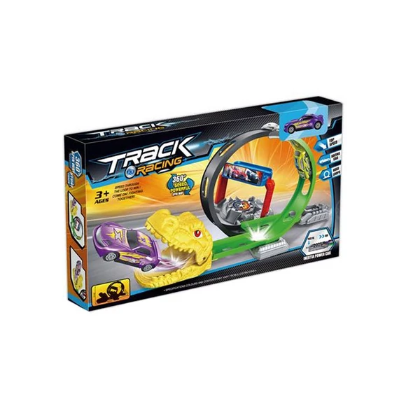 Dinó katapult autópálya szett kisautóval