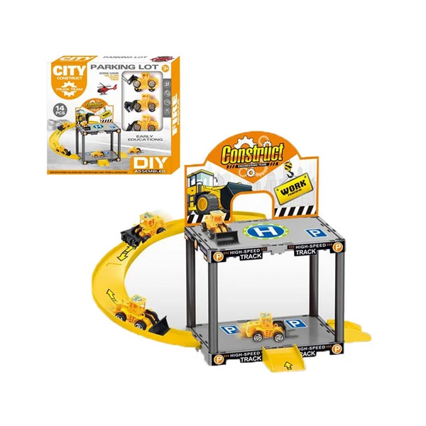 Építőipari parkolóház játékszett kisautókkal