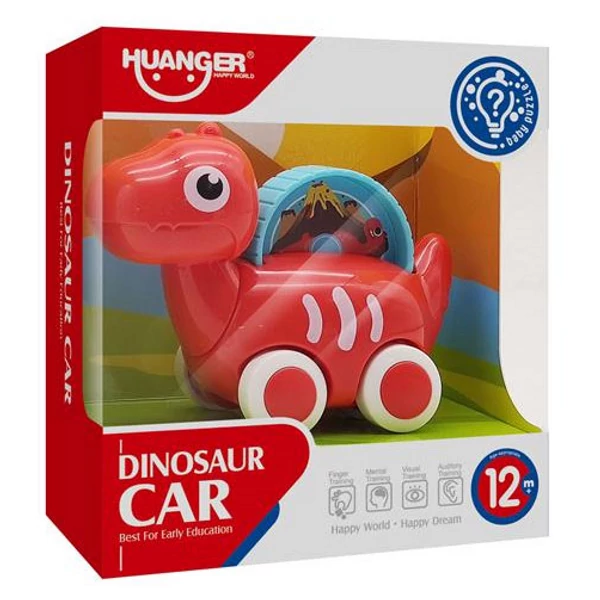 Piros dínós bébi kisautó mozgóképpel 10,5cm