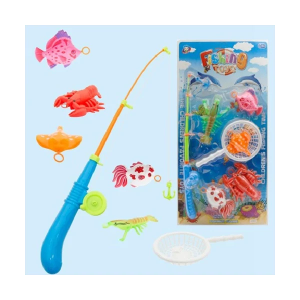 Horgász szett hálóval és halacskákkal