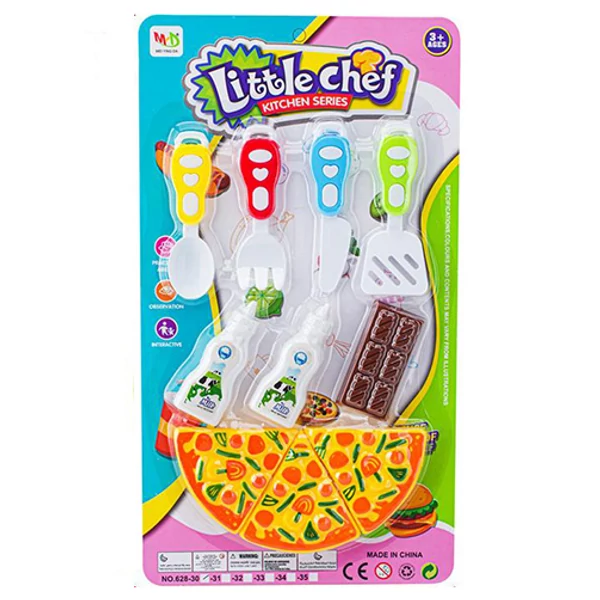 Little Chef élelmiszer szett Pizzával és evőeszközökkel
