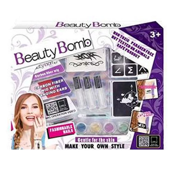 Beauty Bomb Tini nagy csillámtetkó szett színes hajtinccsel