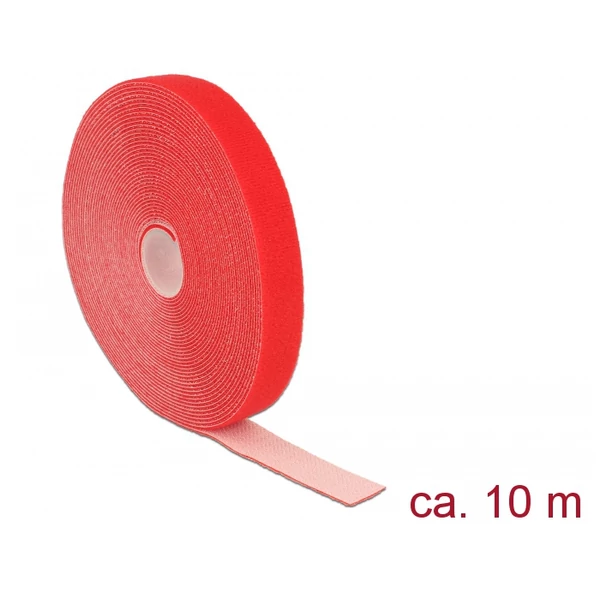 Delock Hurkolható rögzítők, 10 m x 20 mm (H x Sz) tekercs, piros