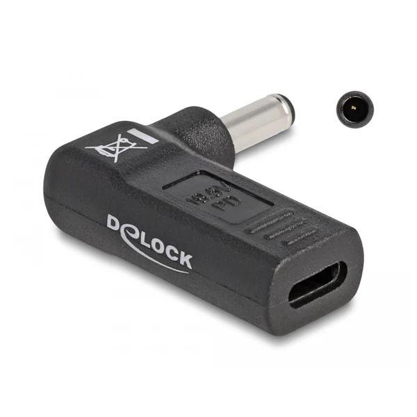 Delock Laptop töltőkábel adapter USB Type-C  anya - Dell 4,5 x 3,0 mm apa 90  fokban hajlított
