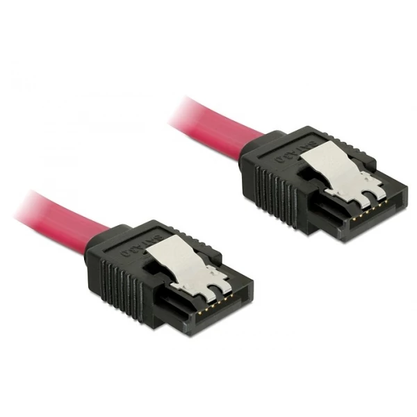 Delock SATA 6Gbps 10cm egyenes-egyenes piros kábel