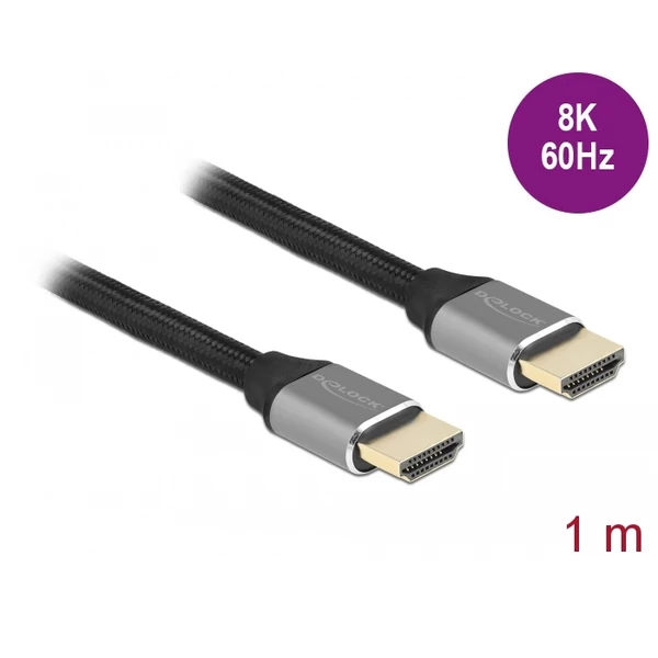 Delock Ultra nagy sebességű HDMI kábel 48 Gbps 8K 60 Hz szürke 1 m tanúsítvánnyal