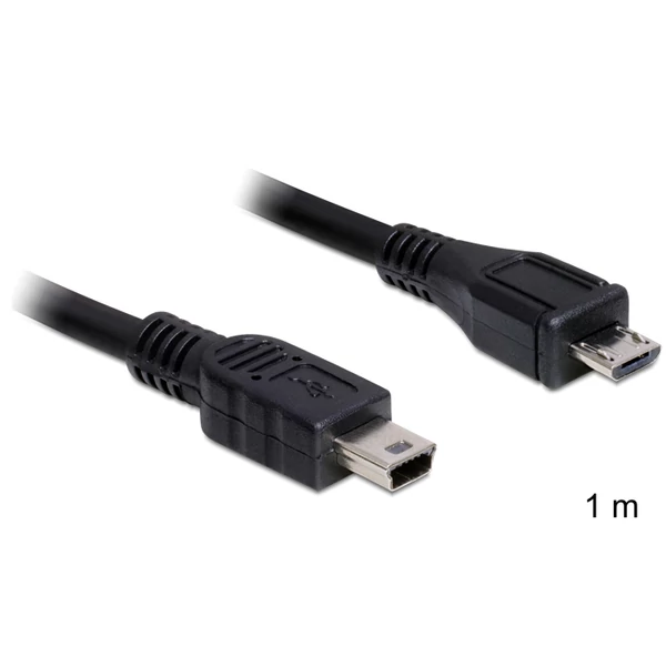Delock USB 2.0 micro-B apa> USB mini apa kábel, 1 m