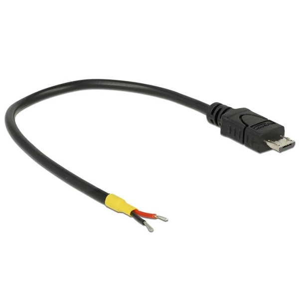 Delock USB 2.0-s kábel Micro-B-csatlakozódugóval > 2 db nyitott vezetékkel, 15 cm Raspberry Pi