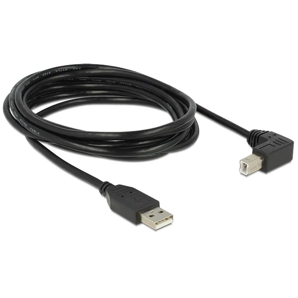 Delock USB2.0 kábel USB A dugó - USB B 90°dugó csatlakozókkal, 3m