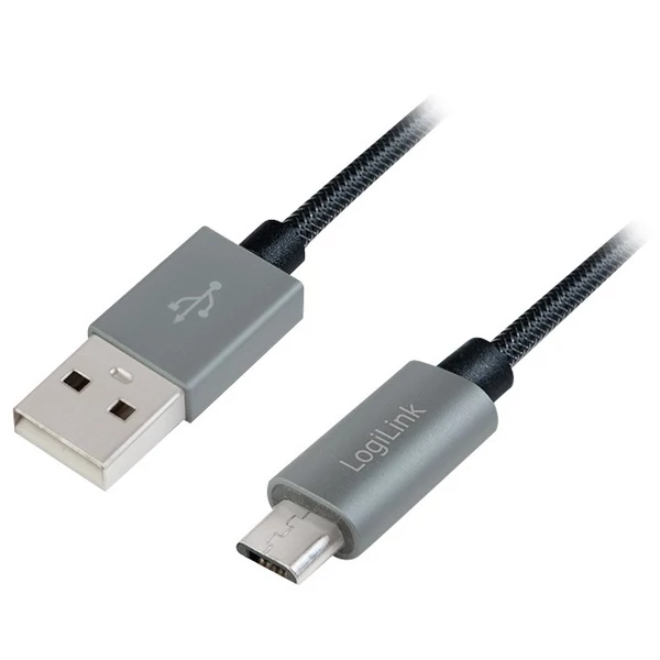 Logilink USB 2.0 Cable, USB AM to Micro BM, Nylon Braid, 2m
