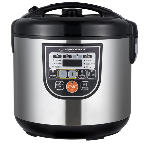 Esperanza Mate Steam multifunkciós főzőedény, 860 W,fekete-ezüst