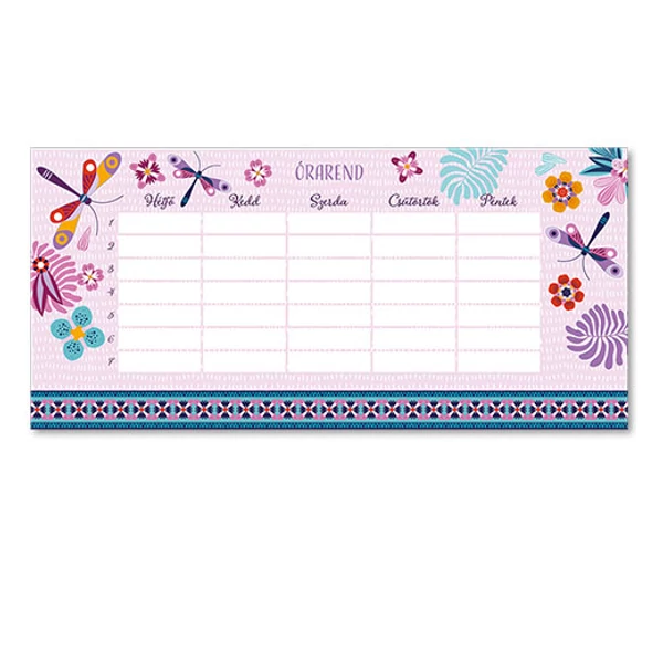 Ars Una: Catalina Estrada szitakötős egylapos, kétoldalas órarend